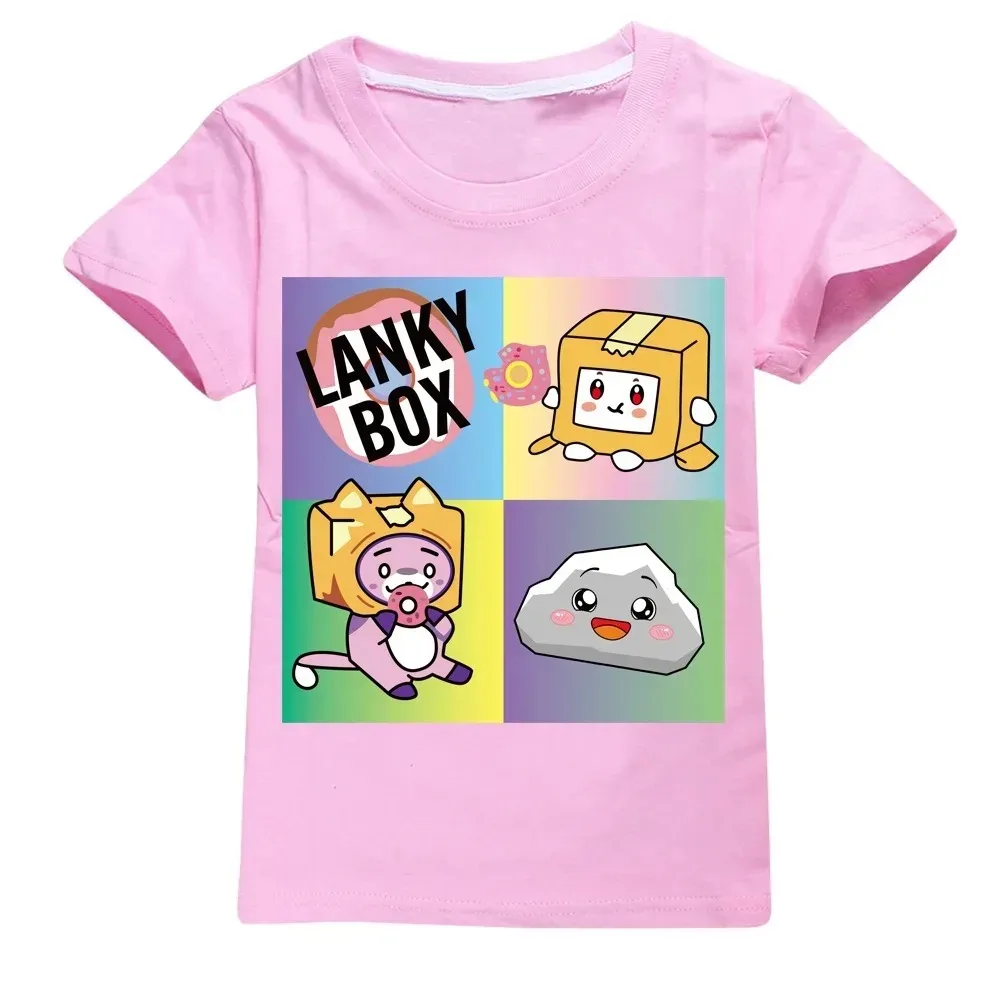 Kawaii Boys T-shirt Cartoon Lanky Box Cute Print Short Sleeve Girls Clothes Summer Casual Fashion Funny Cotton Children Tops Tee