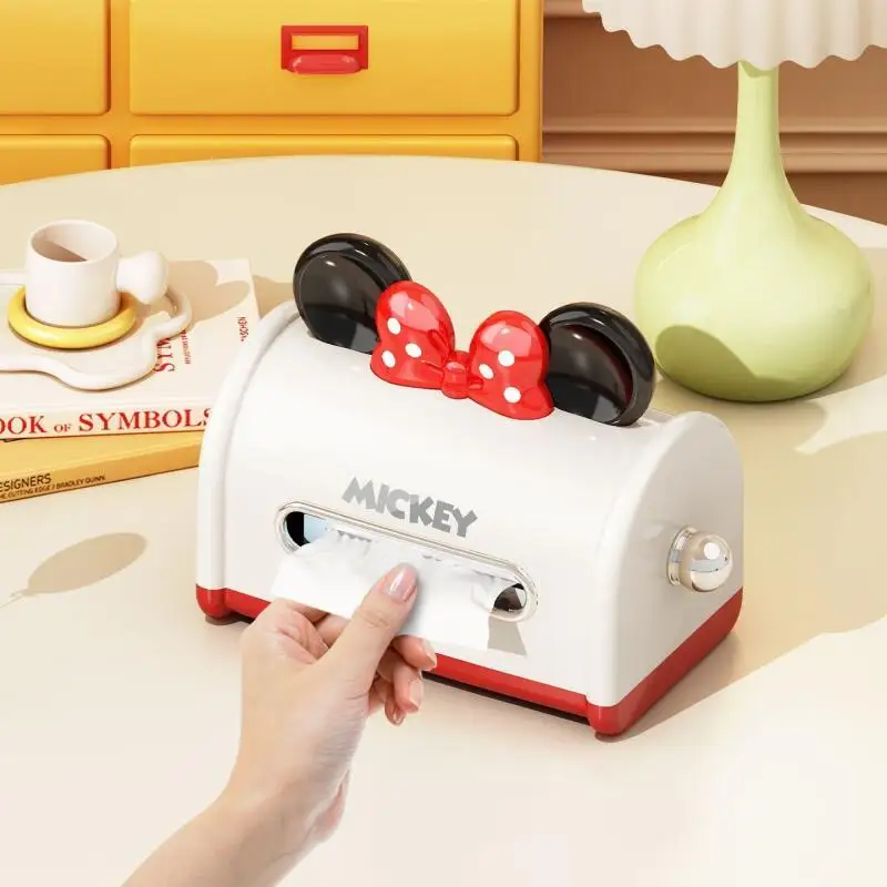 Disney Household Tissue Box Mickey and Minnie Desktop Household Cartoon Cute Napkin Storage Box Living Room Creative Paper Box view 3