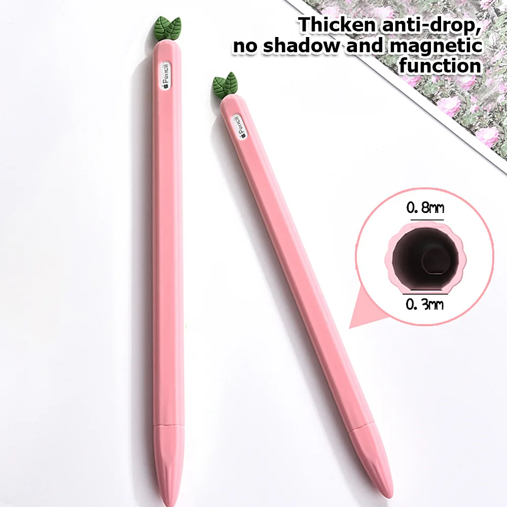 Para apple pencil 2 pencil2 caso frutas silicone titular stylus caneta capa para apple pencil 2 2nd gen tablet toque caneta casos funda