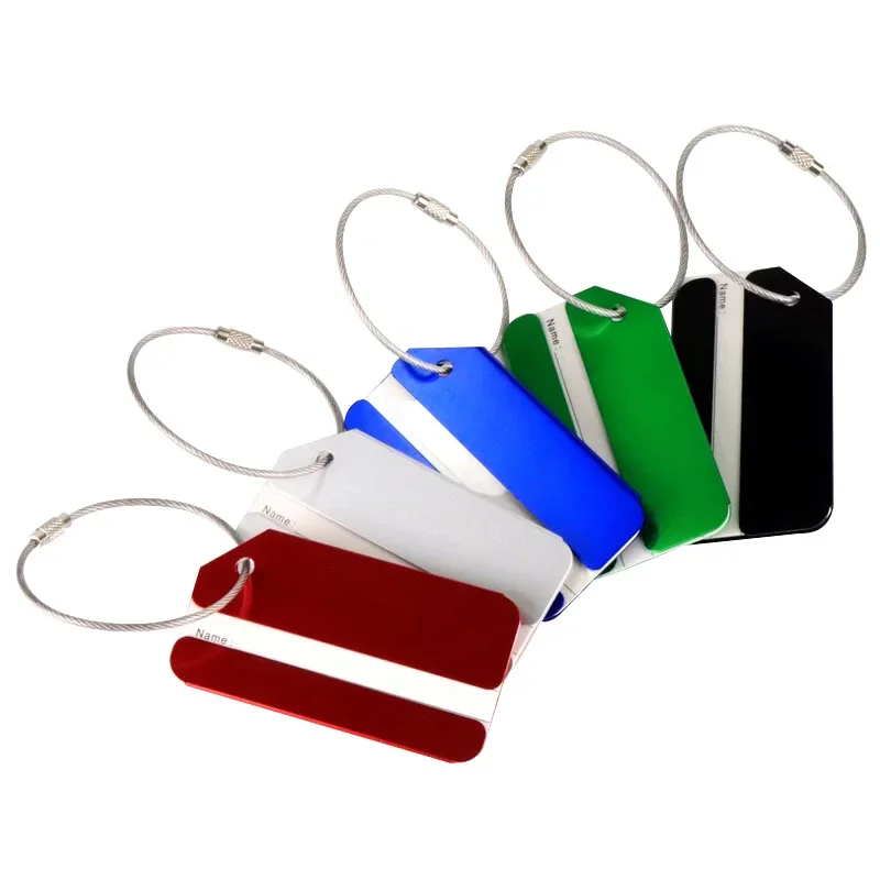 Etiquetas de equipaje, etiquetas de maleta de aleación de aluminio, juego de etiquetas de viaje con bucle de acero, etiquetas de equipaje de identificación para maletas, accesorios de viaje