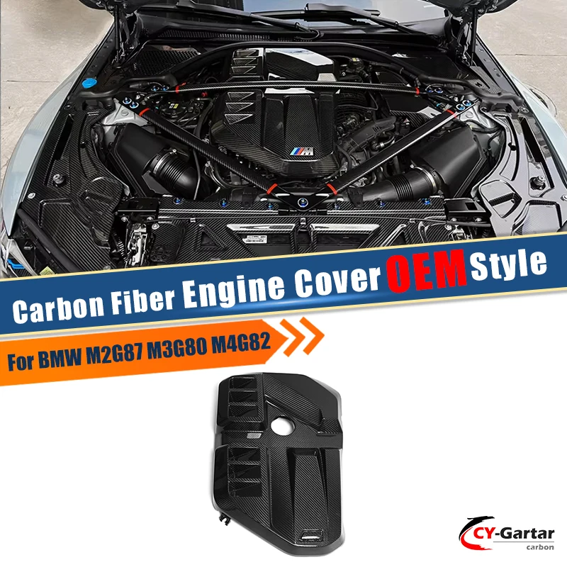 

For BMW M2 G87 M3 G80 G81 M4 G82 G83 2021-2025 Replacement Dry Carbon Fiber Engine Hood Covers Panel Guard Plate Protector Trims