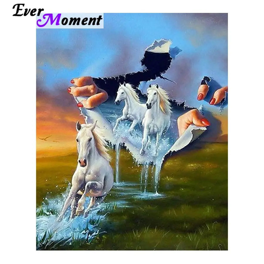 

Алмазная картина Ever Moment, бегущая лошадь, картина, сделай сам, 5D Алмазная вышивка, полная квадратная дрель, настенная картина, декор ASF958