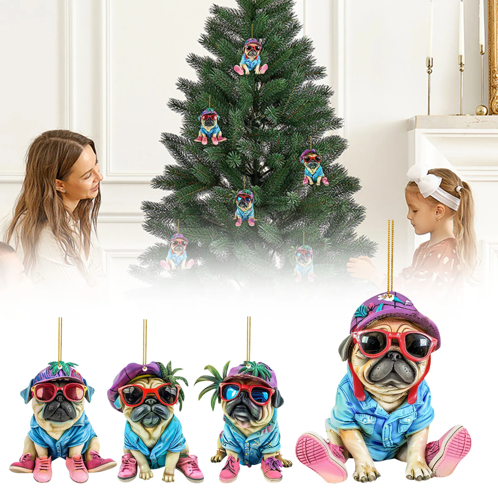 Fashionable And Cute Acrylic Flat Pendant For Puppies New Flat Pendant For Puppies Souvenir Christmas Mantel Garland 6 Ft