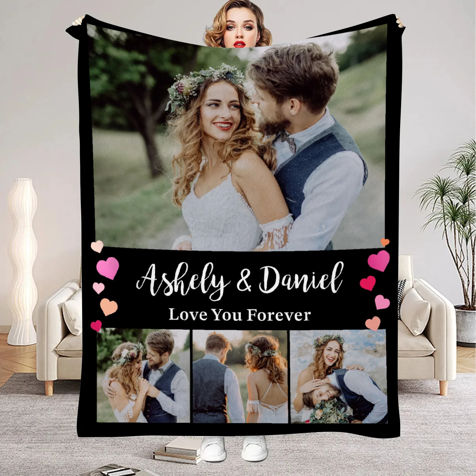 Custom Photo Flannel Blanket - Personalized Image Print, Soft & Cozy for All Seasons, Perfect Gift for Family & Friends