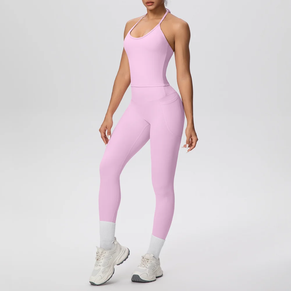 Gym Suits Women Seamless 2PCS Yoga Sets Sports Fitness Slim Fit Backless Bra Hip-lifting Leggings Running Workout Training Suit