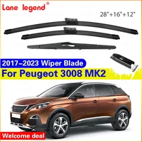 Limpiaparabrisas LHD juego de limpiaparabrisas delantero y trasero para Peugeot 3008 Mk2 2017 - 2023 cepillo de ventana de parabrisas 28 ""+ 16"" + 12""