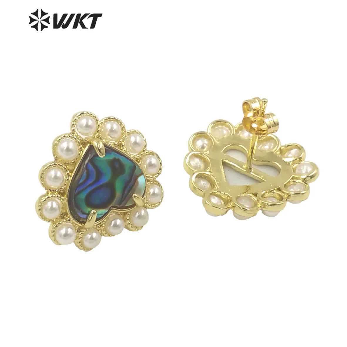 WT-MPE123   WKT 2023 Romantic Jewelry Natural Shell Heart-Shaped Making Earring Supplies Grand Party NEW Quality Sweet