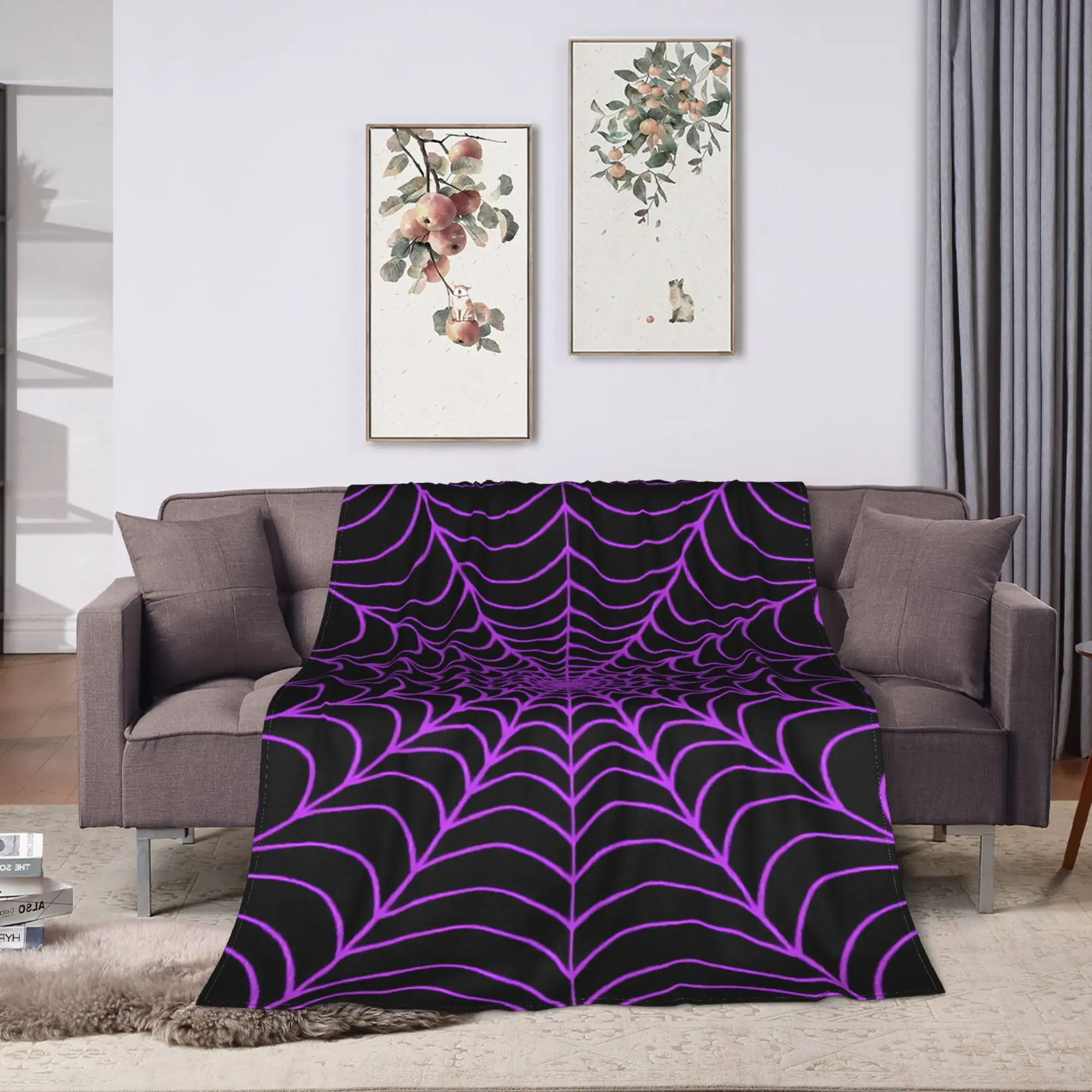 Multi‑Color Spider Web Warm Soft Blankets  Picnic Plush Bedding Throws Pattern Bedroom Flannel Bedspread Sofa Bed Cover