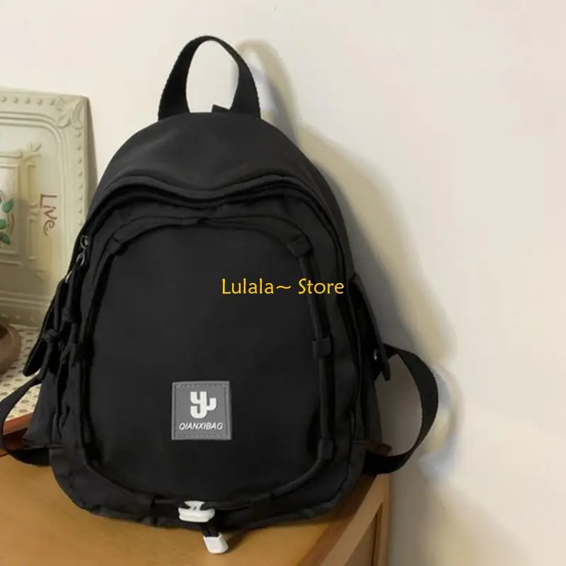 

Y4QA Korean Nylon Backpack School Bag Travel Daypack with Pendant for Students