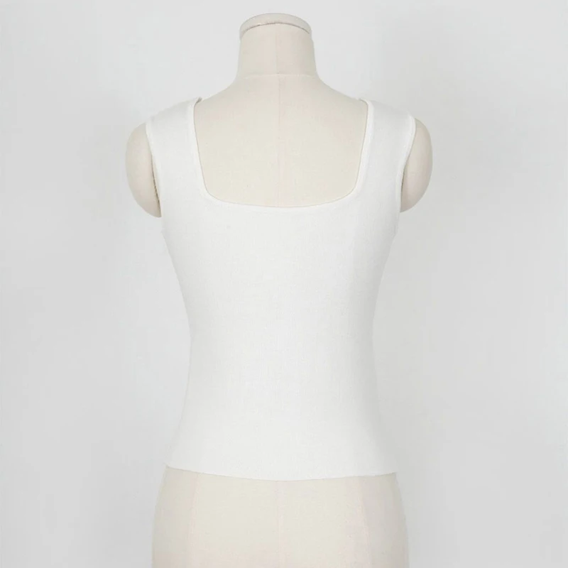 2025 Forefair camisetas sin mangas Sexy Crop chaleco sólido Harajuku coreano mujer fuera del hombro tejido negro blanco verano mujeres Tops