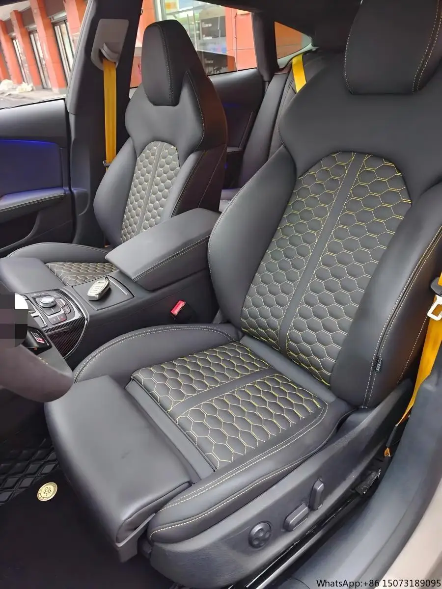 For  Full Series A3-A8 Q3-Q8 RS3 RS6 R8 Sport Bucket Seat with Red Stitching & Honeycomb Design