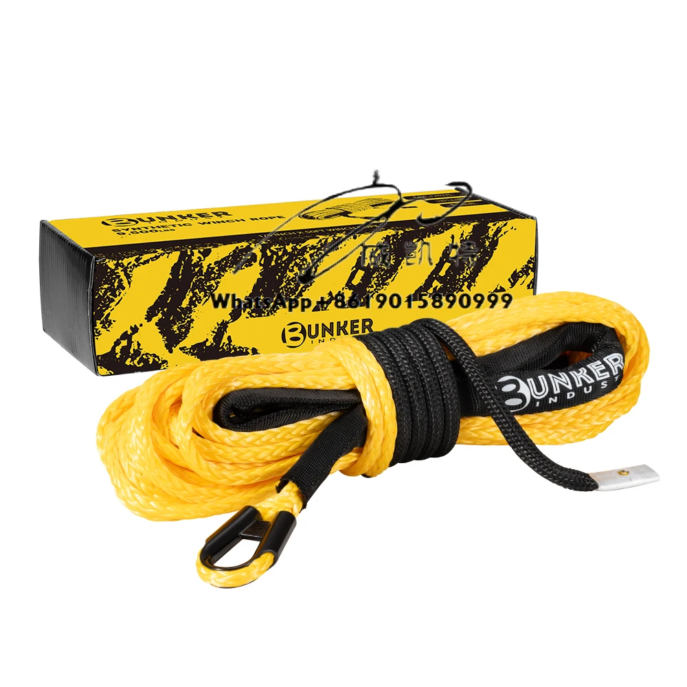 BUNKER INDUST 50FT 9500lbs 1/4 Inch 4WD Off Road Car Synthetic Winch Rope for 4x4 ATV UTV Recovery