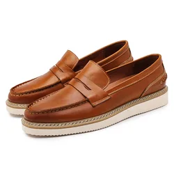 Full Grain Leather Loafer Men Business Shoes Hand Made Slip On Career Shoes