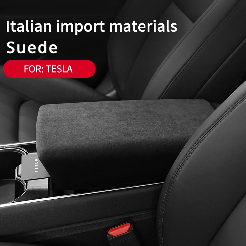 

For Tesla Model 3 Model Y 2018-IN Suede Leather Center Console Armrest Box Panel Protective Cover Interior Modification Decor