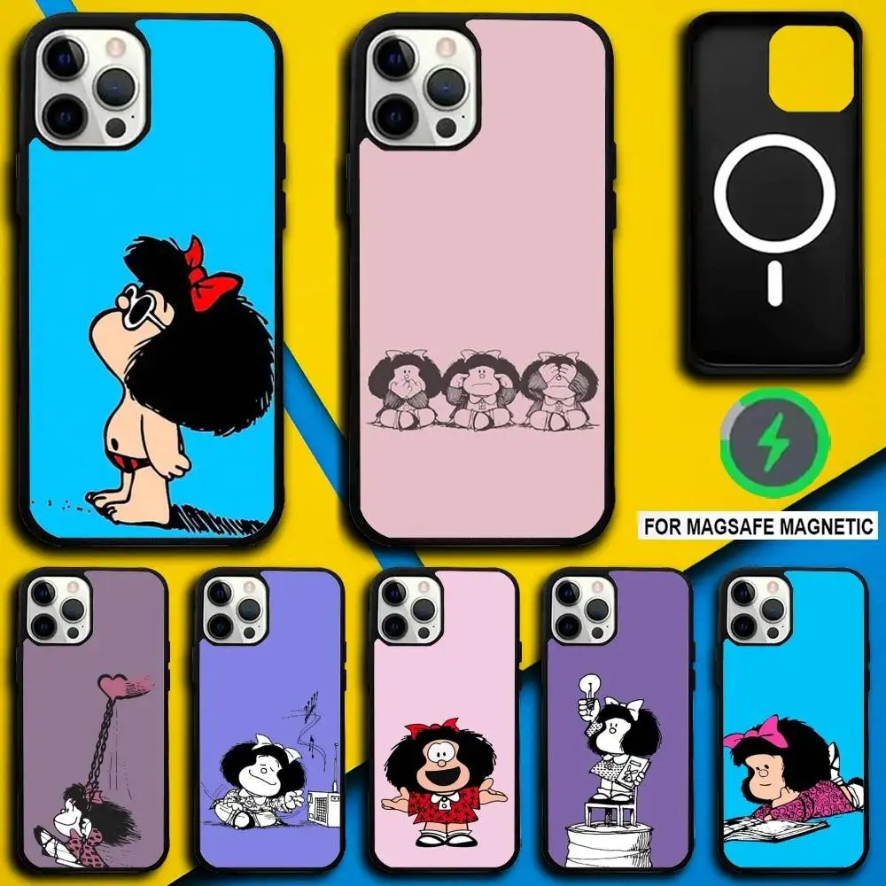 

Cute M-Mafaldas Phone Case For iPhone 16,15,14,13,12,11,Pro,Max,Plus,Mini,SE4,E Magnetic Magsafe Wireless Charging