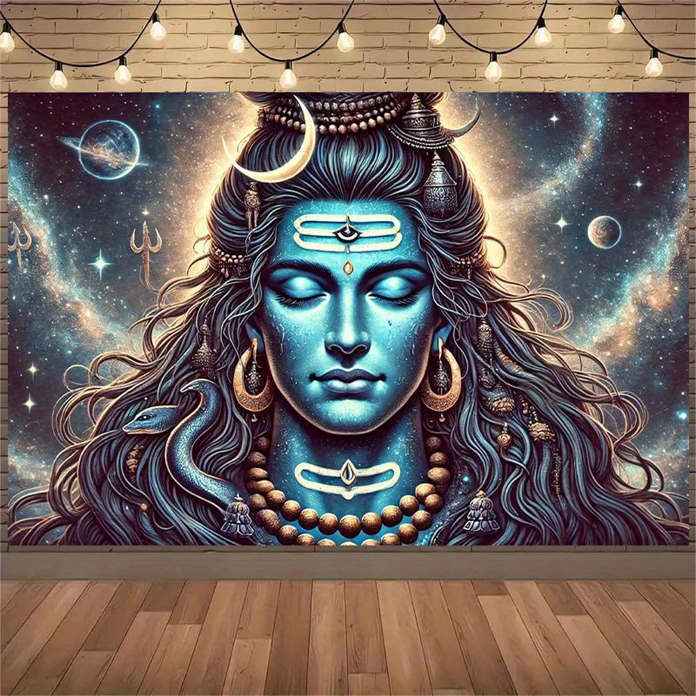 Boho Lord Shiva Wall Hanging Mandala Tapestry Galaxy Chakra Decor for Meditation Yoga Spiritual Space Hindu Spiritual Gift
