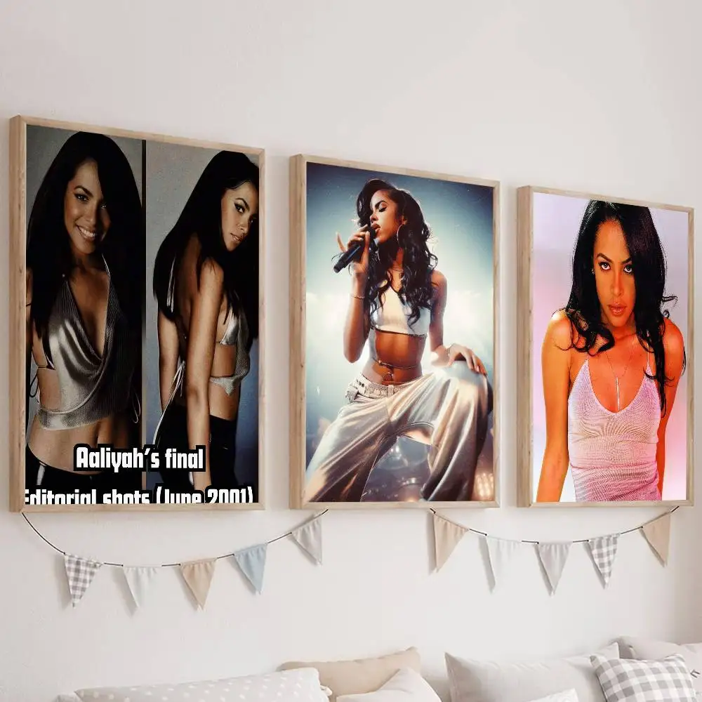 المغني والممثل الأمريكي-Aaliyah ملصق فني ذاتي اللصق مقاوم للماء ورقة ملصق مقهى بار غرفة جدار ديكور #1