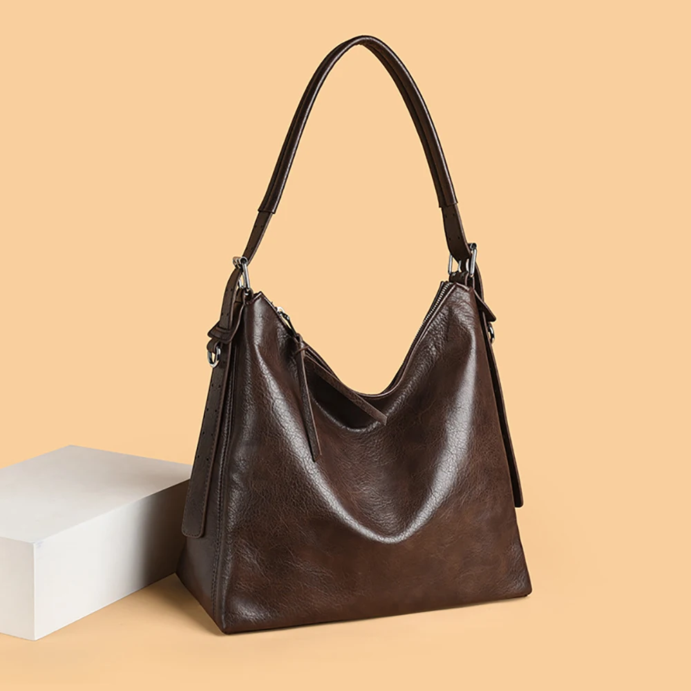 Large Capacity Commute Shoulder Bag Women's Casual High Grade PU Leather Solid Color Messenger Bags Daily All-Match Tote Bags