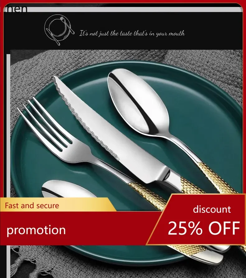 A5.9  western steak knife, fork, and spoon cutlery set - stainless steel 3-piece dinnerware set for home use - light luxury