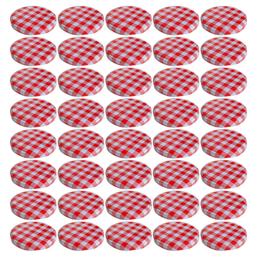 

Wide Mouth Mason Jar Lids Split Type Plaid Metal Canning Lids 86Mm Reusable Mason Canning Jar Covers Jam Jar Replacement