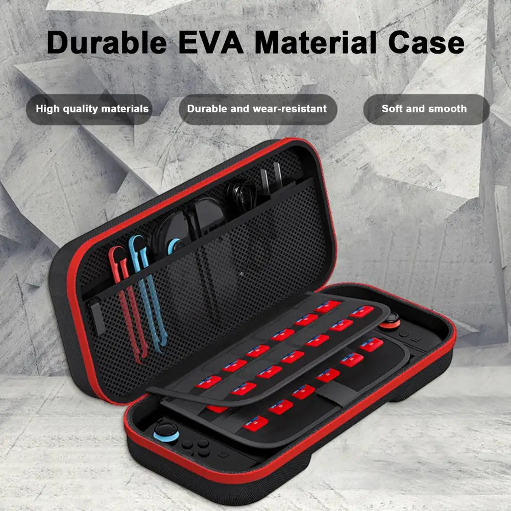 2025 Carrying Case with Game Card Slots Large Capacity Zipper Closure Shockproof Impact Resistant Console Storage Bag for Switch