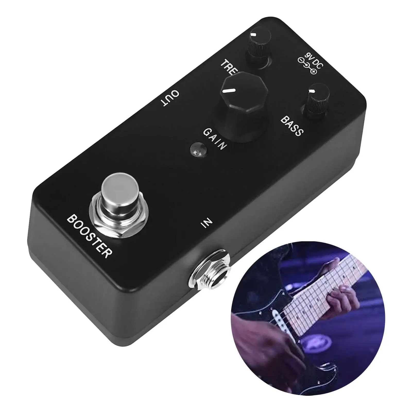 Electric Guitar Effects Portable 9V DC Compact High GAIN Booster Pedal Black