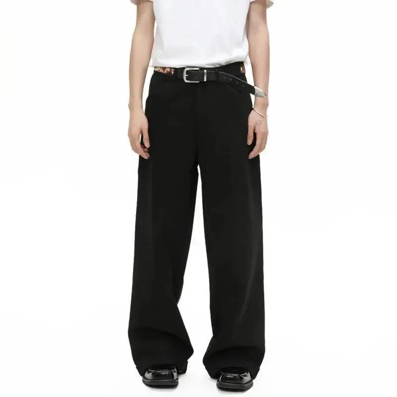 

Korean Style Men's Suit Pants Solid Color All-match Casual Wide Leg Trousers Loose Straight Male Bottom 2025 Autumn