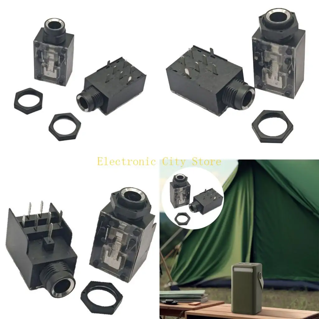 7Pin 6.35mm Female Sound Jacks Sockets Two Channel Microphones Amplifiers Connectors HU8D