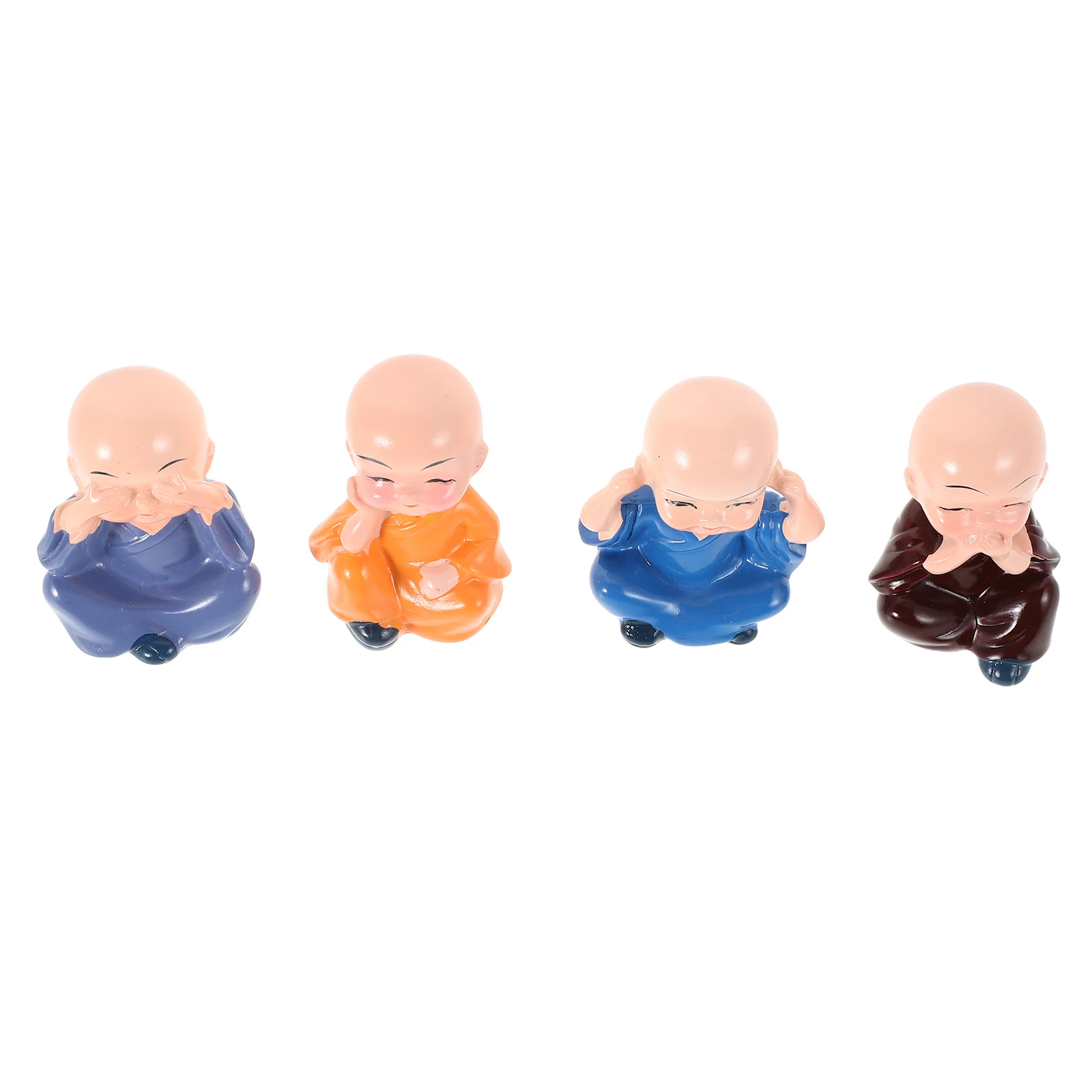

4pcs Car Ornaments Monk Figure Decor Dashboard Statue Decorations Resin Miniature Lovely Automotive Decorations Car Accessories
