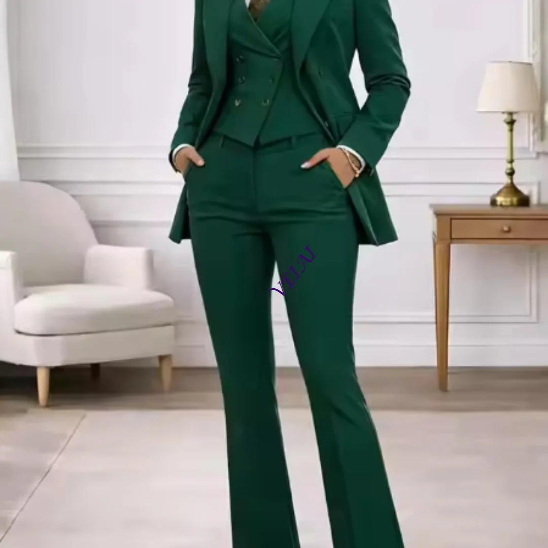 CustomizedElegant Women's Suit Formal Wedding Party 3 Pieces Women’s Tuxedo Office Lady Blazer Set Suits (Jacket+Vest+Pants)