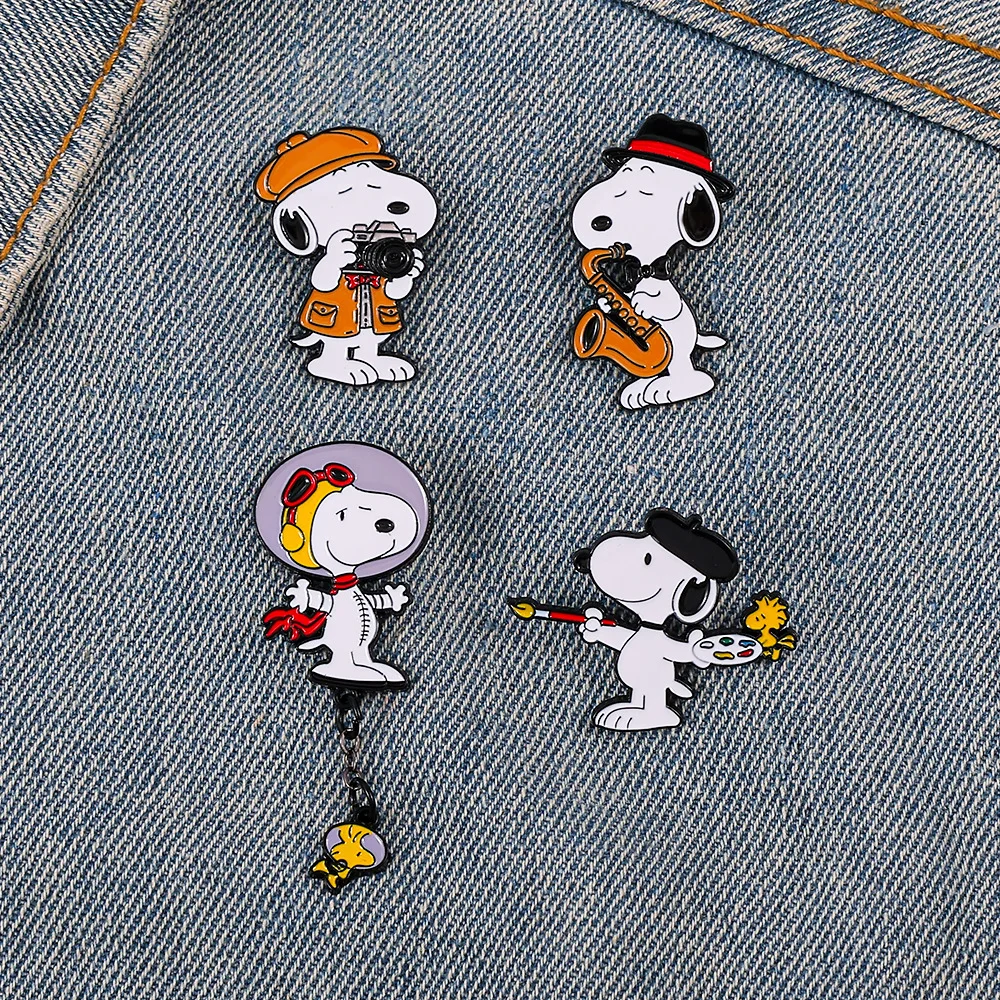Cute Anime Snoopy Enamel Pin Cool Duck Christmas Brooch Lapel Pins Badge on Backpack Costume Accessories Jewelry Friends Gift