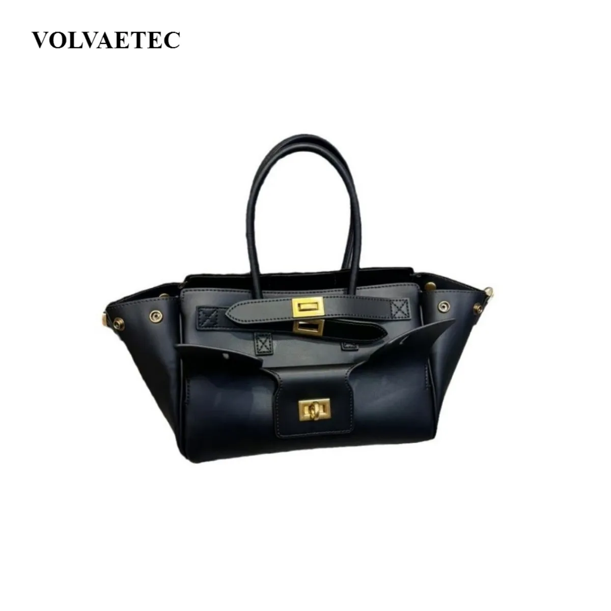 VOLVAETEC Multi-pocket Cowhide Locomotive Bag Mini2025 New Handbag Punk Lock Tote Wing Bag Fashion Trend Casual Versatile