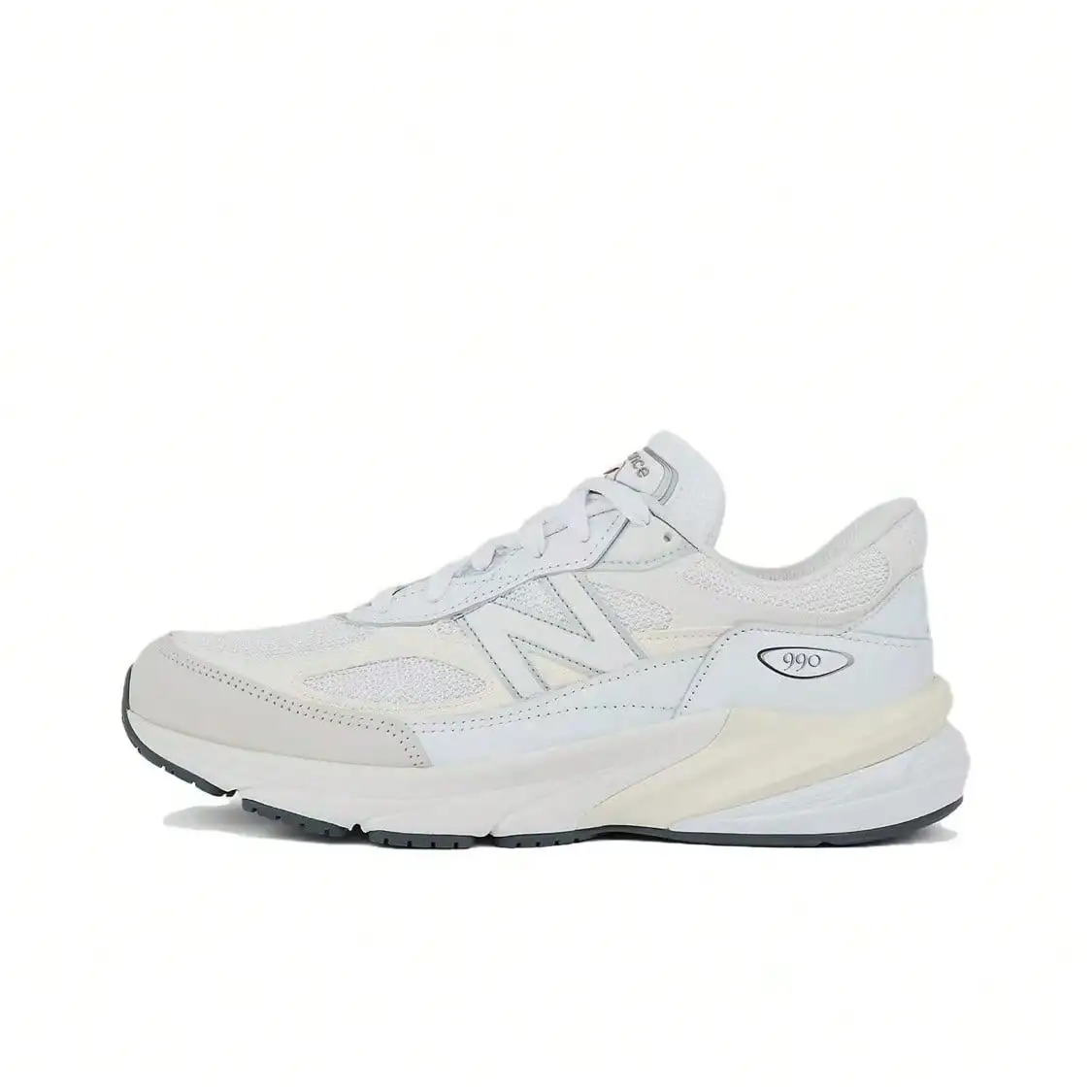 NB 990 V6 Comfortable Versatile Durable Breathable Low-Top Casual Running Shoes, Unisex, White/Beige U990GB6