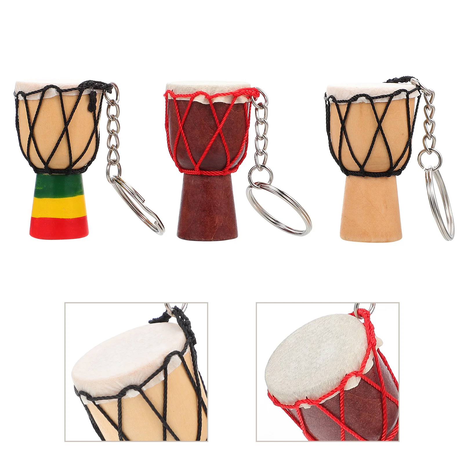 3 Pcs Djembe Pendant Drum Accessories Drumstick Percussion for Sticks Key Decorate Instruments Wooden Drumsticks