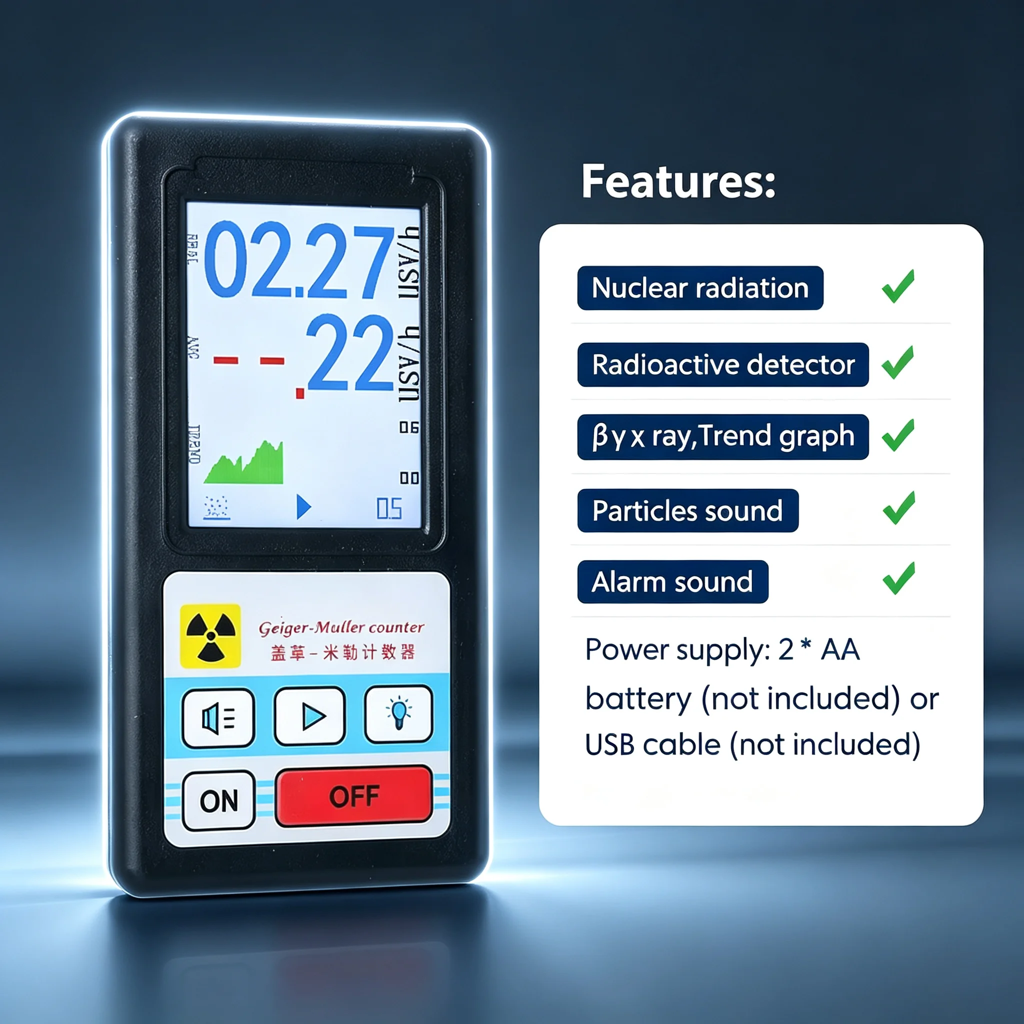 BR‑6 LCD Radioactive Detector, Personal Nuclear Radiation Dosimeter Geiger‑Müller Counter, X‑Ray Beta‑Gamma Marble Testing Tool
