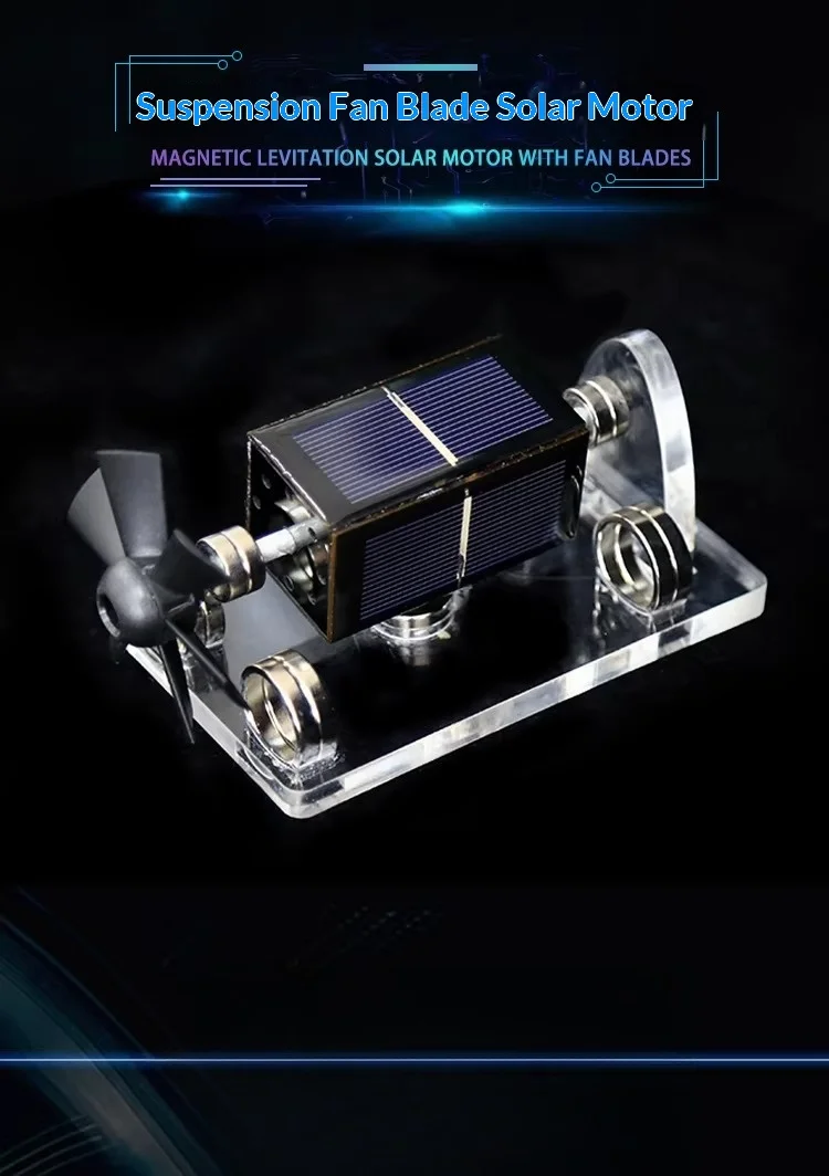 Moteur solaire à lévitation magnétique, décor de bureau créatif, feuille de ventilateur, cadeau scientifique, jouet éducatif avec énergie solaire, haute vitesse et basse