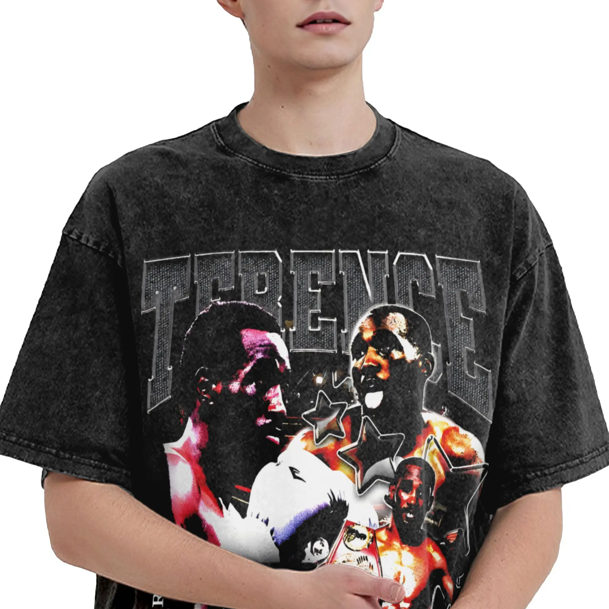 خمر تيرينس كروفورد الملاكمة بطل الأمريكية الملاكم تي شيرت للرجال Crewneck 100% القطن غسلها تي شيرت قصيرة الأكمام تيز