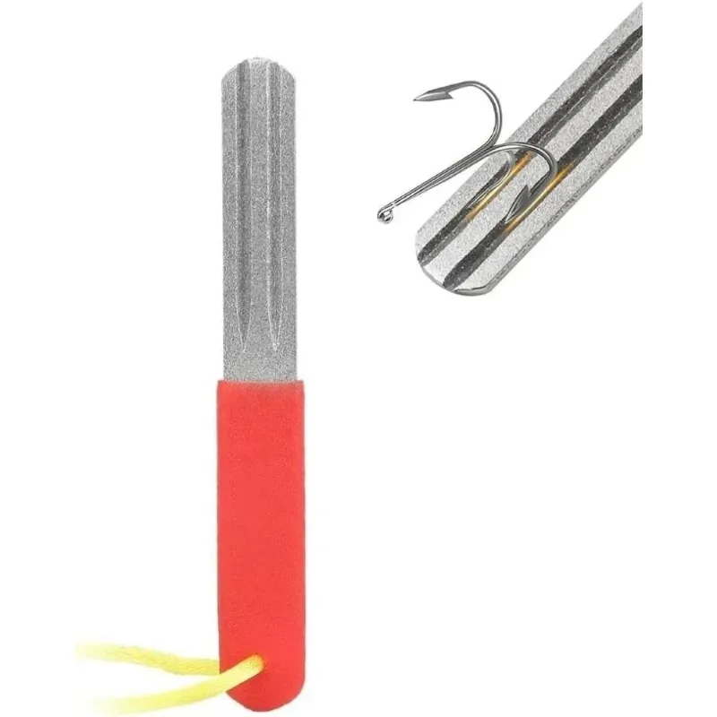 New 2026 1PCS Fishing Hook Sharpener Diamond Stone Tool Portable for Sharpening Fish Hooks Keychain Included for Outdoor Fishing