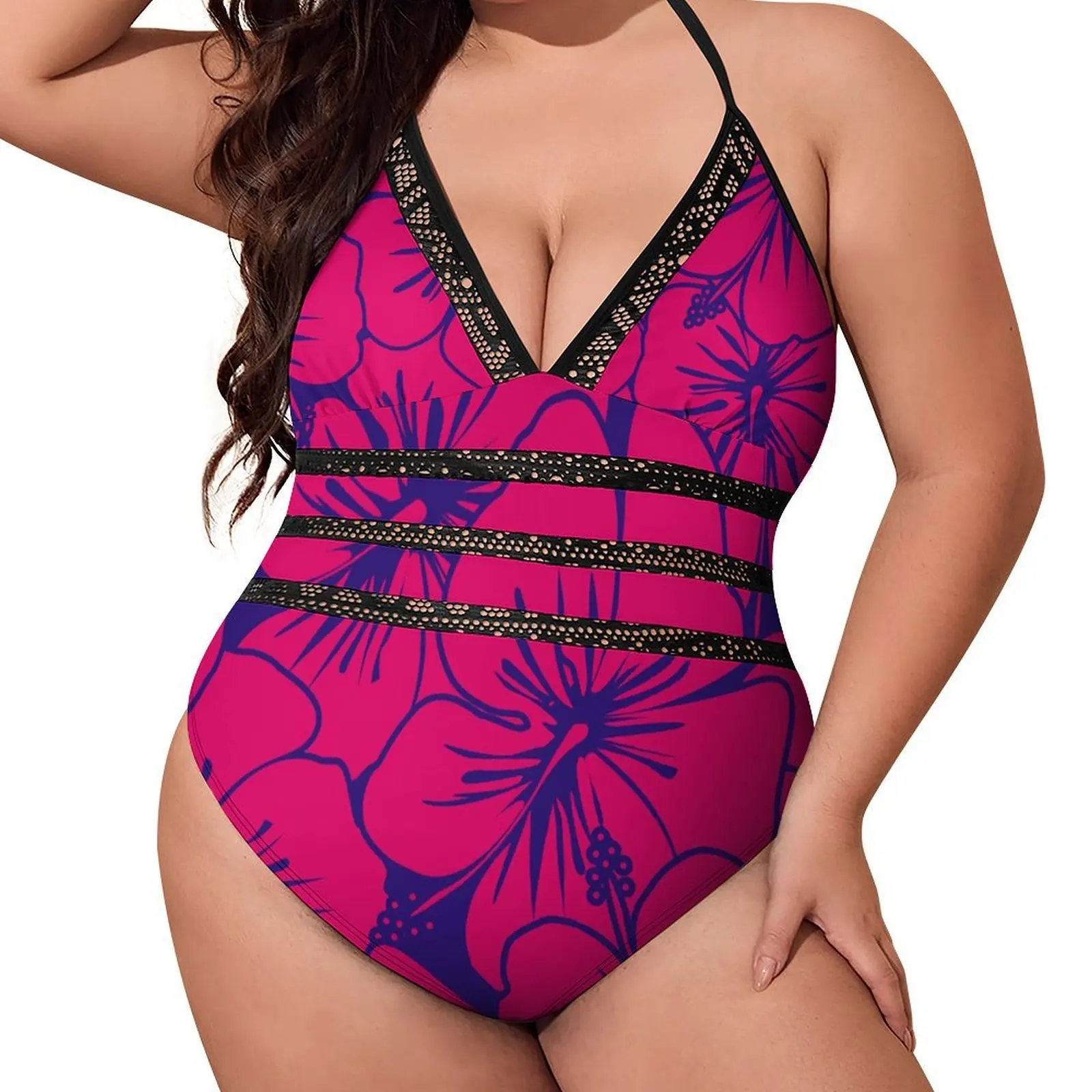 Tribal Designs Polynesian-Style Women'S Beach One-Piece Swimsuit Customizable Fashionable Plus-Size Bikini