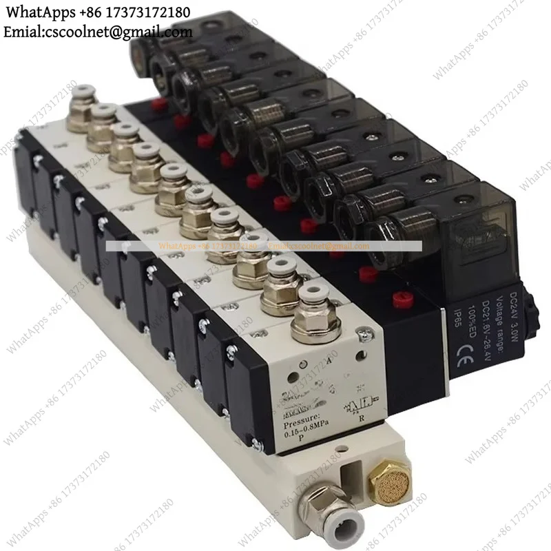 3V210-08 Manifold Station Solenoid Valve 3 Port 2 Position Multi-way Combination DC12V 24V AC220V Fitting
