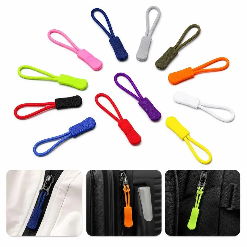 10 Stück Reißverschluss-Ziehgriff-Endstücke, geeignet für Seilanhänger, Ersatz-Clips, Reparatur von gebrochenen Schnallen, Reißverschluss-Tab für Reisetaschen, Koffer, Zelte, Rucksäcke – Detail 4