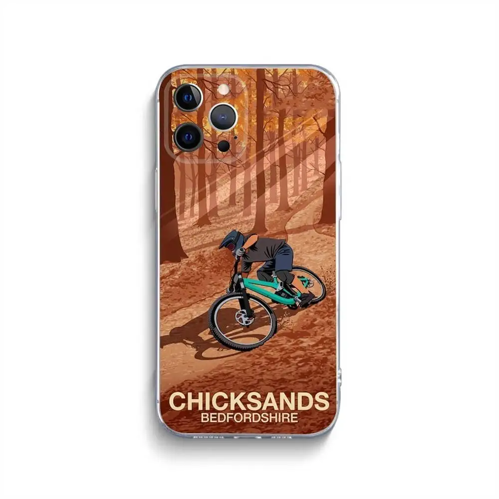 Mountainbike Fahrrad Handyhülle für iPhone 16,15,14,13,12,11,Pro,Max,Xs,Xr,X,7,8,Plus,Mini Silikon Clear Cover