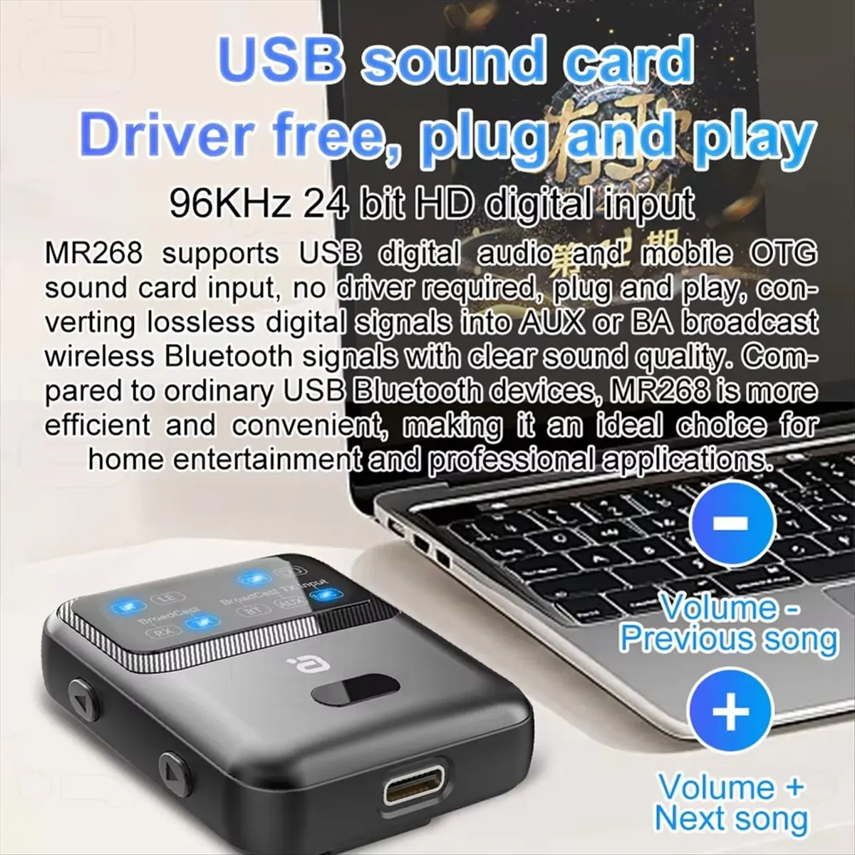 goodDT Bluetooth 5.4 Audio Transceiver LE Audio Adapter,Broadcast 1TX to 100+ RX Devices Sharing,AAC/AptX-AD/LC3,USB EU Plug