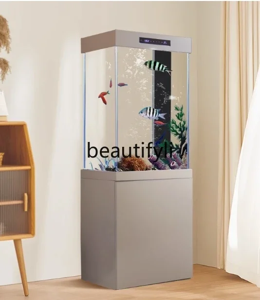 

ss CAluminum alloy new fish tank ultra-white glass household floor-to-ceiling vertical square ecological bottom filter goldfish