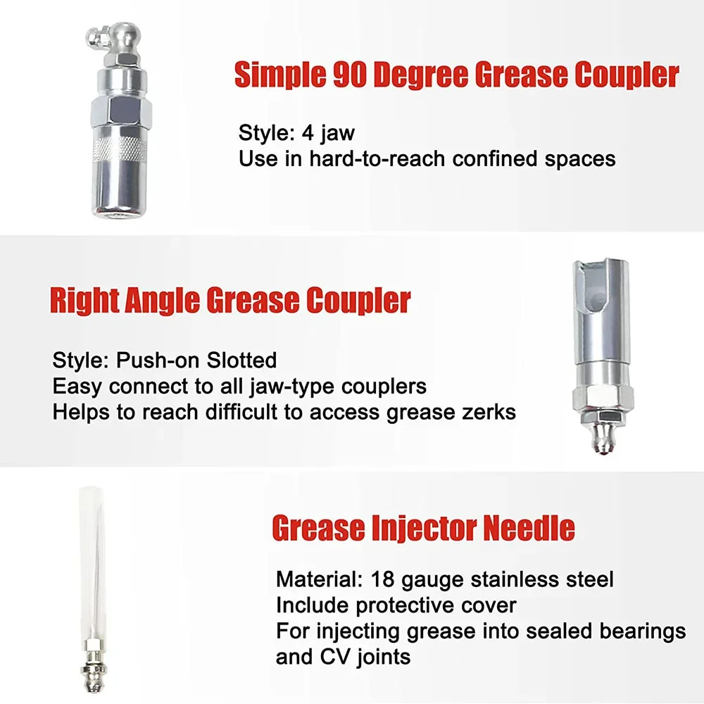 9Pcs Grease Coupler Kit Grease Gun Tip Quick Connect Grease Gun Fittings | Complete Lube Accessories with Pouch