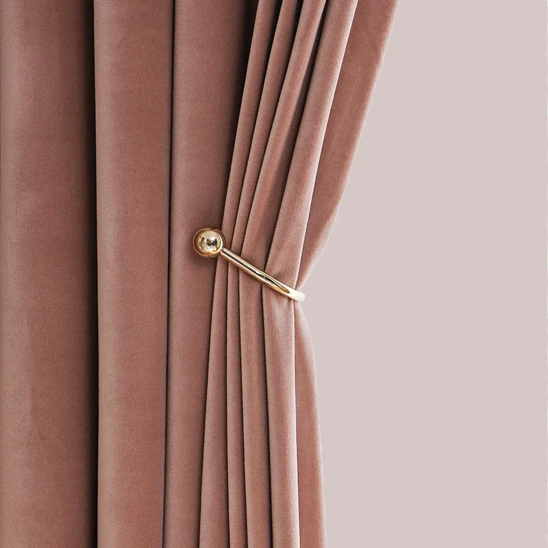 

1pc Girls Pink Velvet Thickened Blackout Curtains for Living Room Bedroom Dining Room Retro Thickened Flannel Fabric Curtain