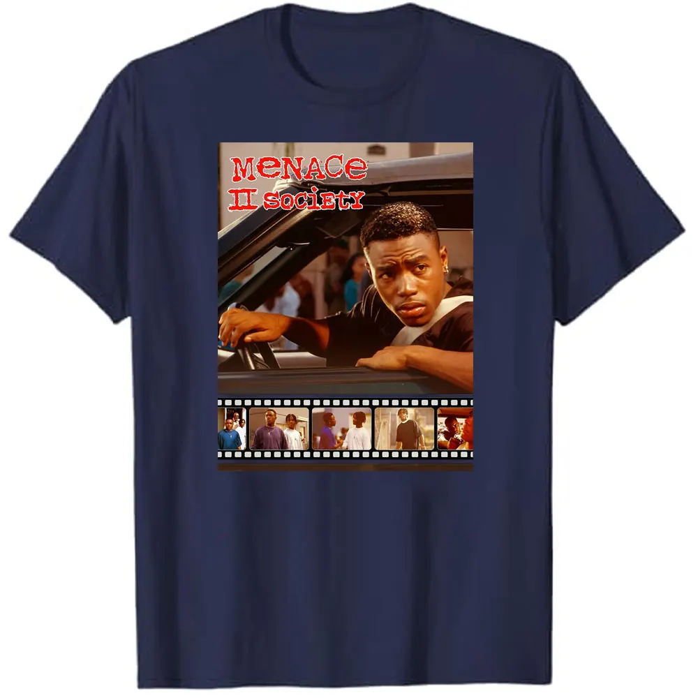 Menace II Society Unisex Shirts 90s Movie Shirt Short-sleev O-neck Tops Men Women Cotton Tee 1993 Original Gang Gangster Film