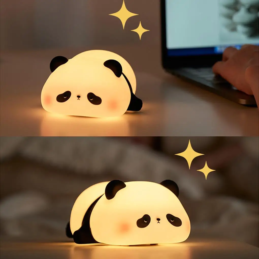 Linda lámpara de silicona de Panda para escritorio de oficina o dormitorio, mesita de noche, dormitorio, luz para dormir