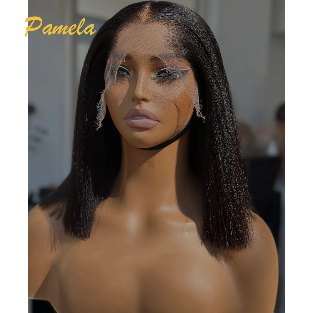Lagos Hairline 13x6 Invisible HD Lace Frontal Wigs 250 Density Kinky Straight Human Hair Glueless Wigs Preplucked Ready To Wear