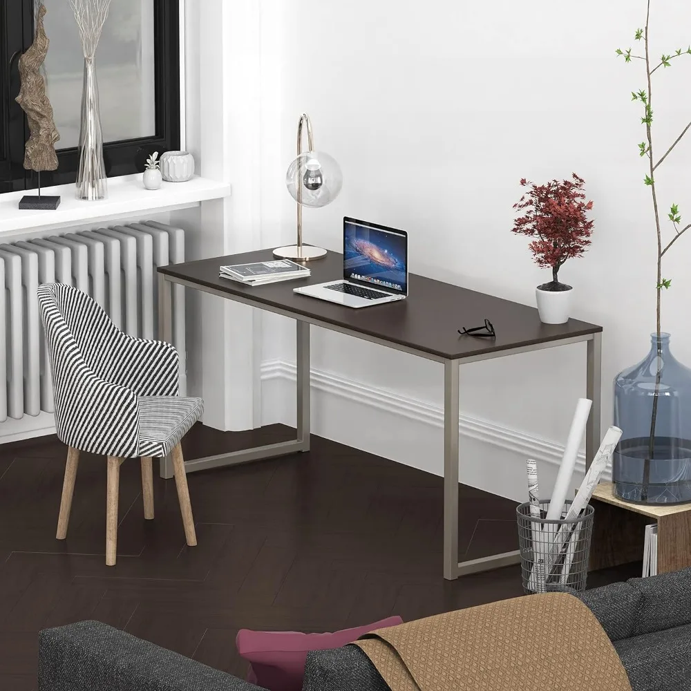 55-Inch Large Espresso Home Office Desk with Ample Space for Computer and Accessories